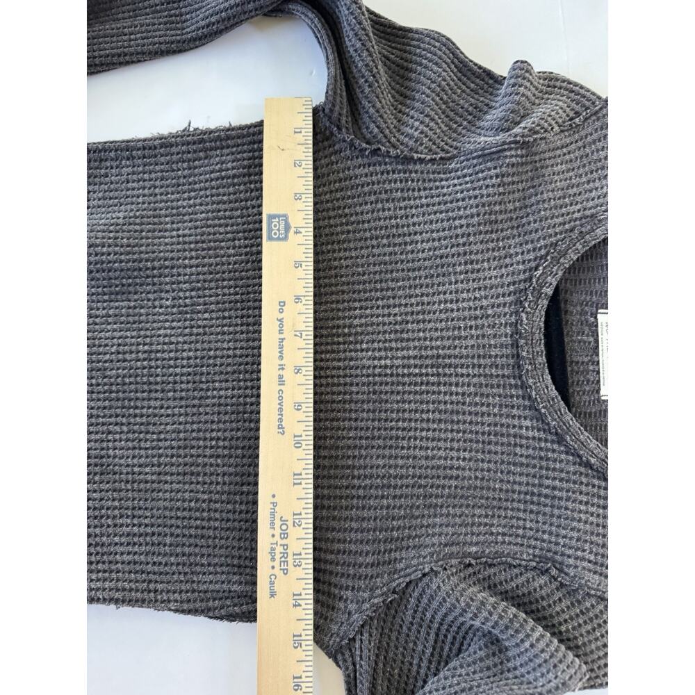 We The Free People Gray Waffle Knit Thermal Long Sleeve Medium Top #NE163 - Picture 12 of 15